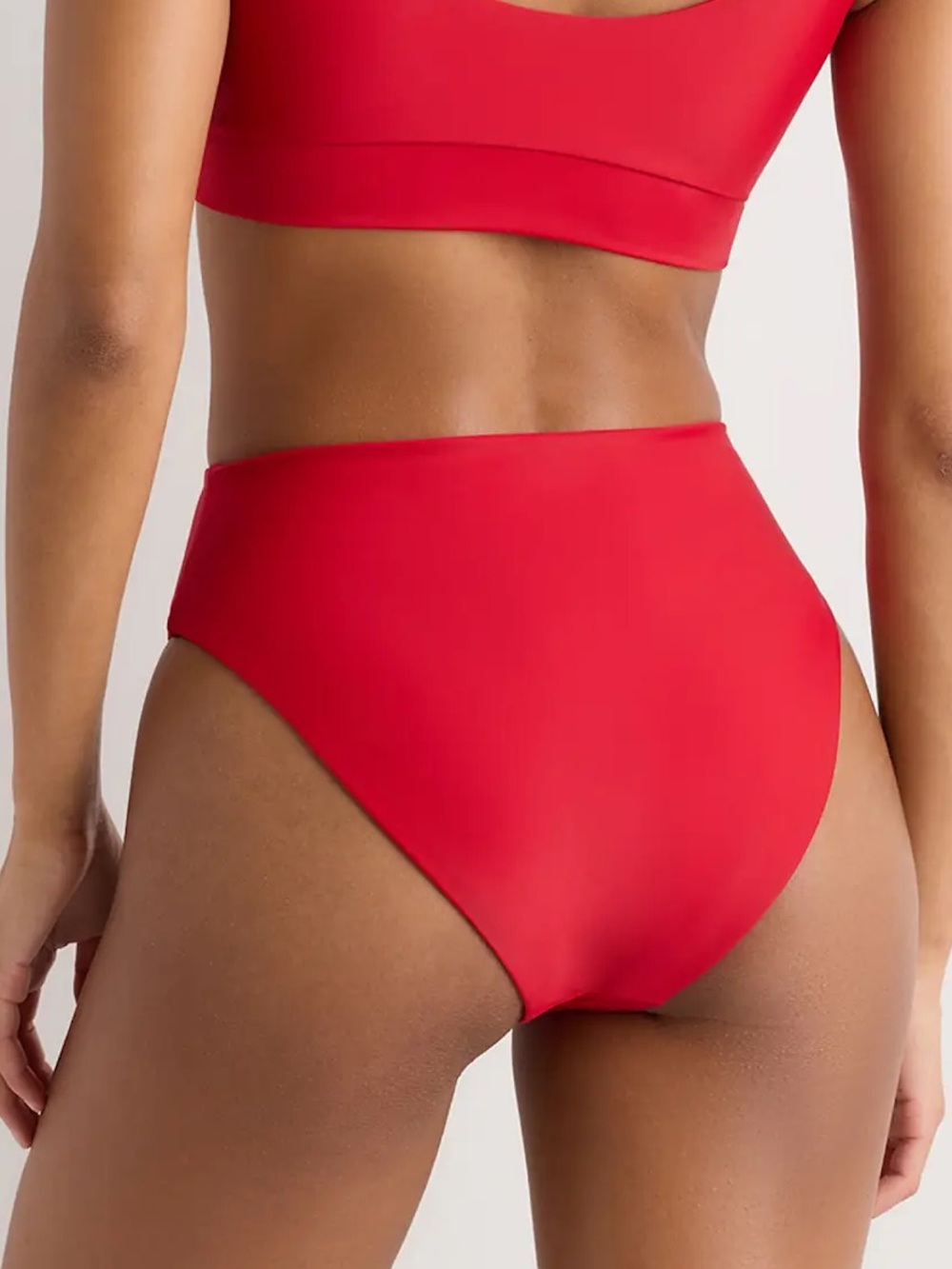 Quince NWT Italian High Rise High Leg Bikini Bottom Cherry Red Swim Bottom - Picture 2 of 5